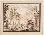 Giovanni Battista Piranesi, Architekturphantasie, um 1748/50 Zwei Schmetterlinge und eine Zitrone an einem kurzen Zweig