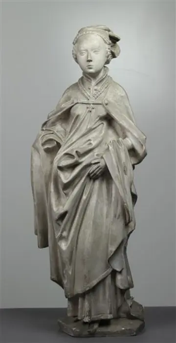 Weibliche Statuette vom Grabmal des Louis de Mâle Skulptur einer Frau im Gewand